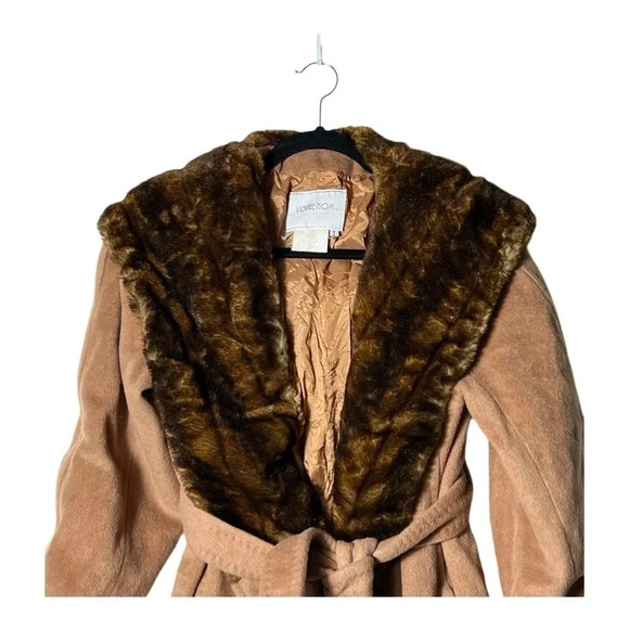 VOTRE NOM… OPEN FRONT WITH TIE CASHMERE COAT SIZE 1 (see measurements) TAN BROWN - Picture 2 of 7